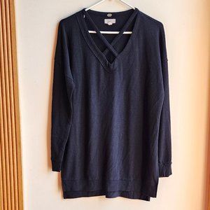 Cupio Black Cut-Out V-Neck Sweater Size Medium